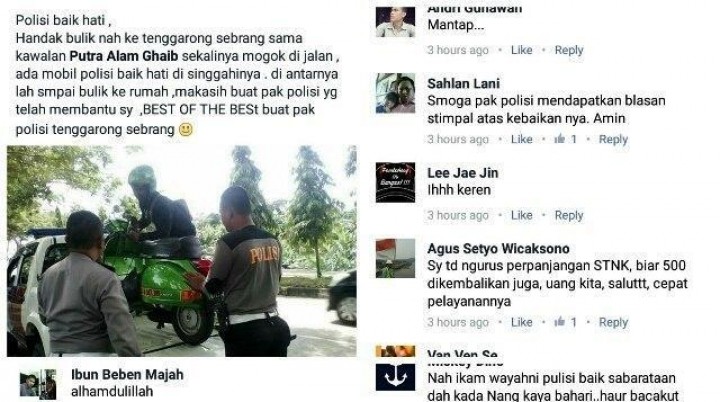Viral, Polisi Kukar Bantu Pengendara Motor