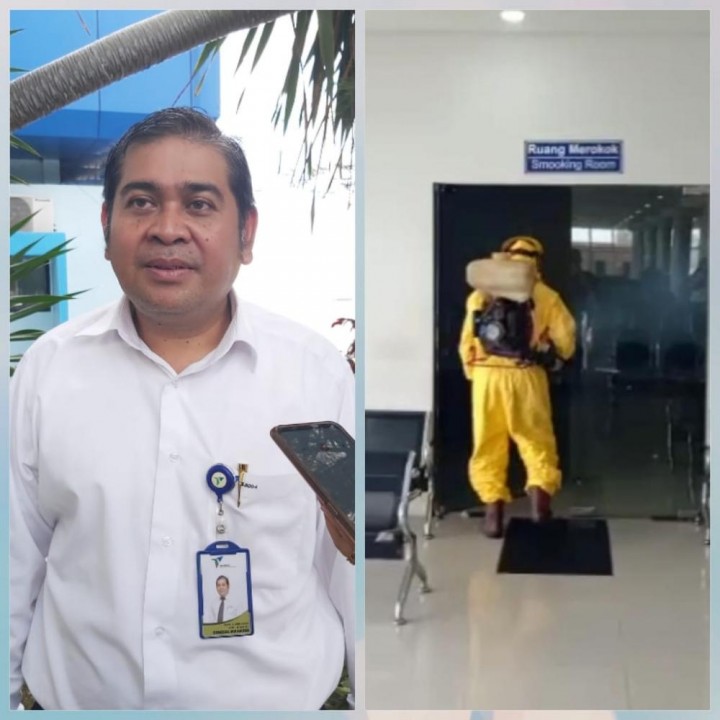 Antisipasi Corona, Pelabuhan Semayang Disemprot Disinfektan 