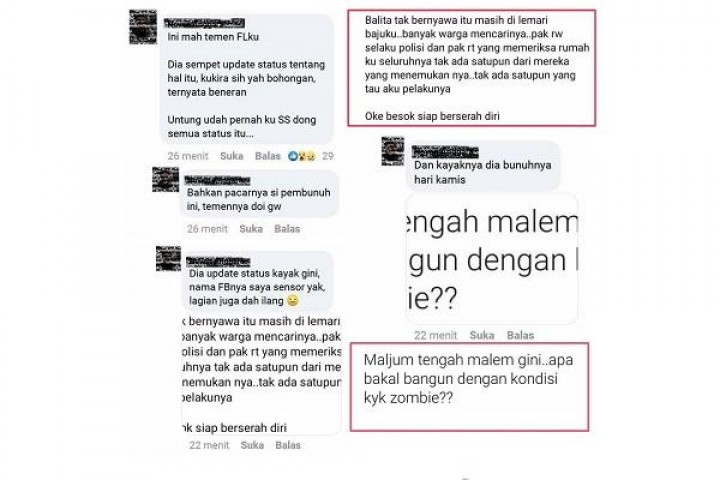 Status Facebook Gadis Pembunuh Sawah Besar: Ceritakan Jasad Korban di Lemari