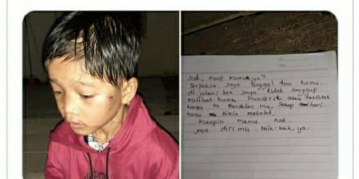 Kisah Sedih, Dibalik Bocah dengan Surat ‘Nak Maaf Saya Tinggalkan Kamu di Jalanan’