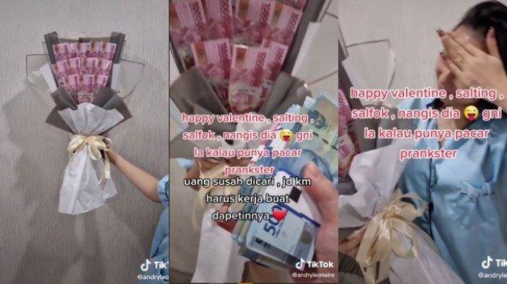 Hadiah Valentine untuk Pacar, Pria Ini Beri Buket Uang Senilai Rp 40 Juta