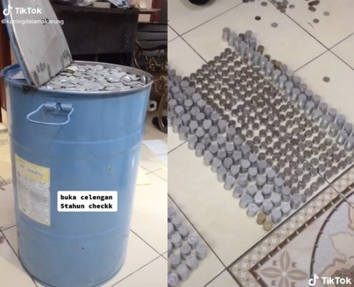 Viral Celengan 5 Tahun Isinya Koin Satu Drum, Pas Dibuka Segini Jumlah Uangnya