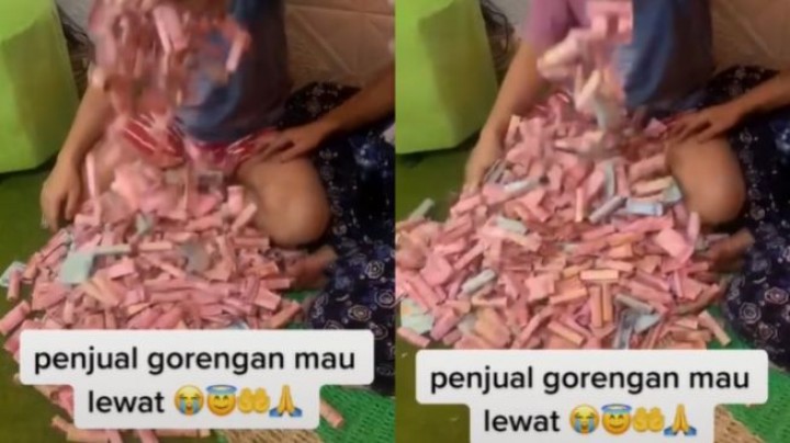 Penjual Gorengan Bongkar Hasil Tabungan 11 Bulan, Histeris Lihat Jumlah Uangnya