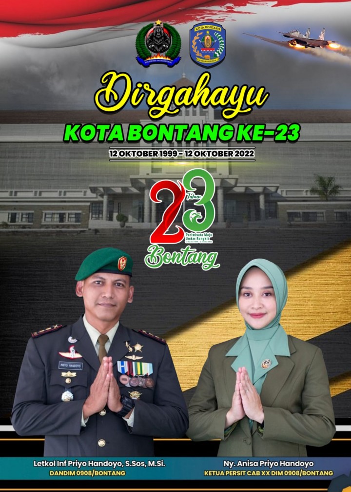 Ucapan Dirgahayu Kota Bontang Ke-23 dari Dandim 0908/Bontang