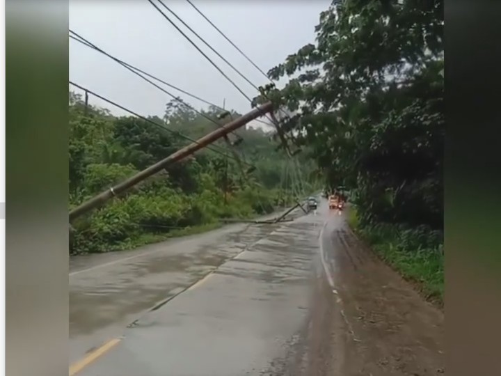 Waspada! Tiang Listrik Roboh di Jalan Poros Bontang-Sangatta