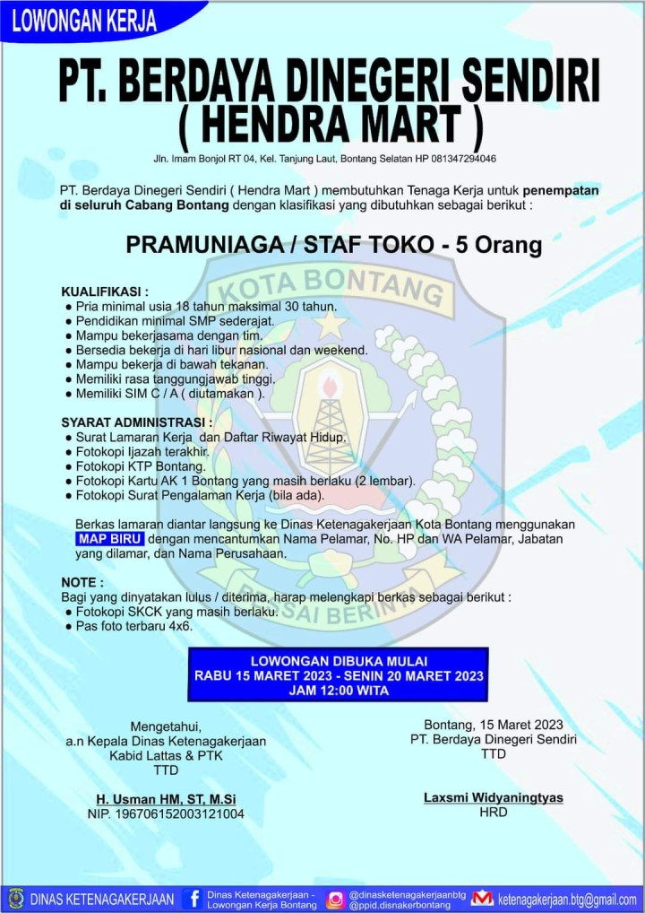 Info Loker : Mini Market di Bontang Ini Butuh 5 Pramuniaga, Minimal Pendidikan SMP