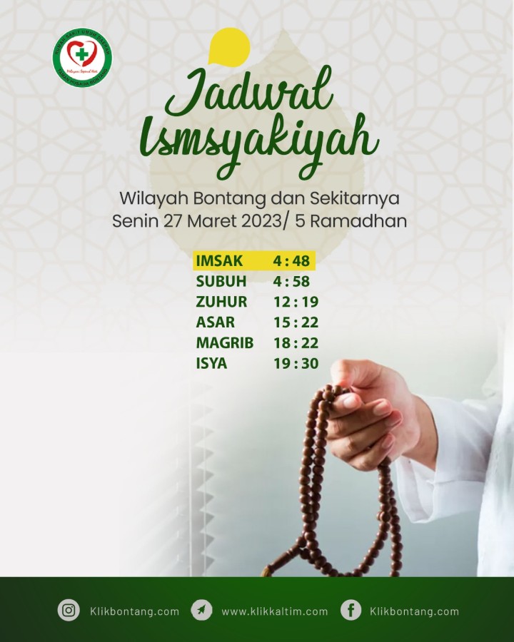 Jadwal Imsakiyah dan Buka Puasa 5 Ramadhan untuk Bontang dan Sekitarnya