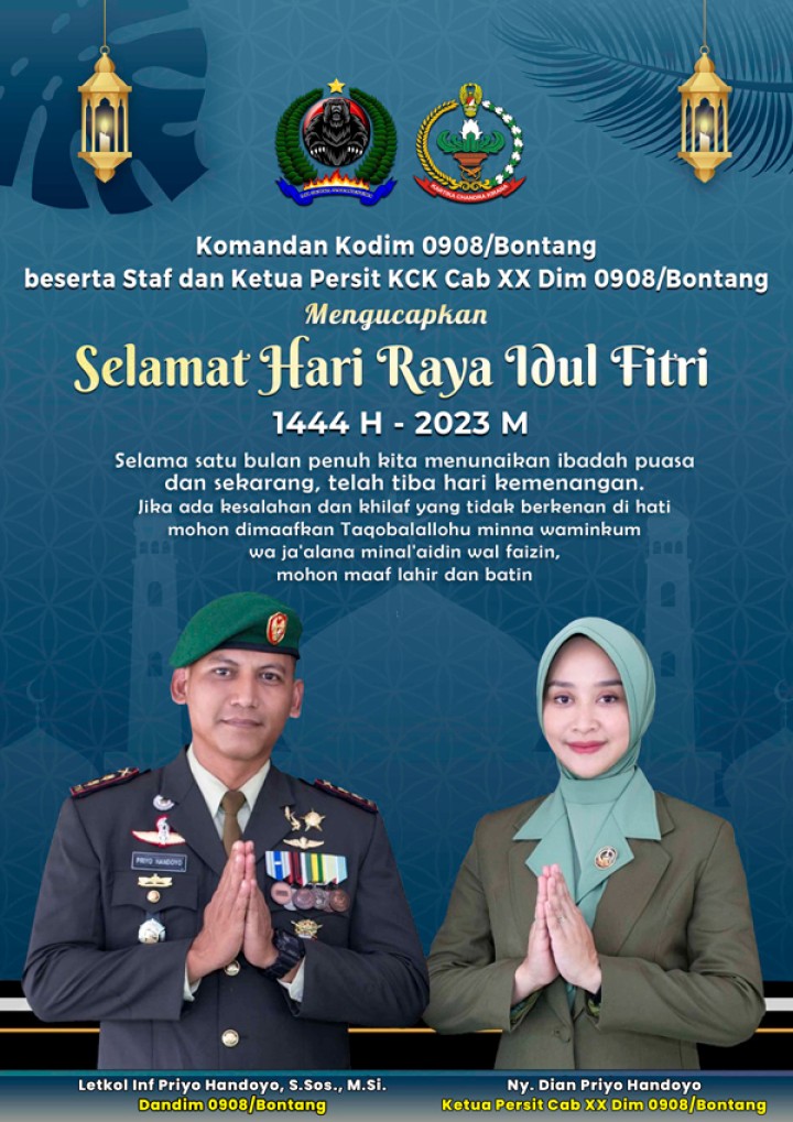 Ucapan Idul Fitri 1444 H/2023 dari Dandim 0908/Bontang