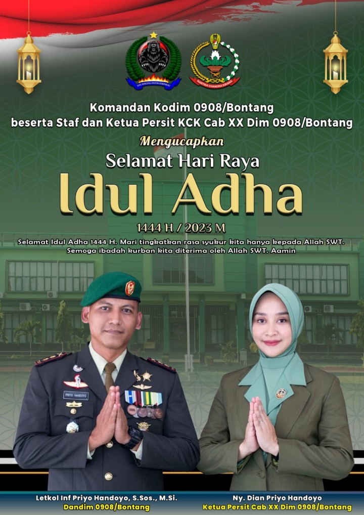 Ucapan Idul Adha 1444 H/2023 dari Dandim 0908/Bontang
