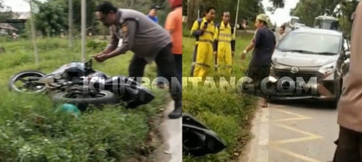Tabrak Mobil yang Putar Balik di Depan SMP 5 Bontang, Pemotor Dilarikan ke RS
