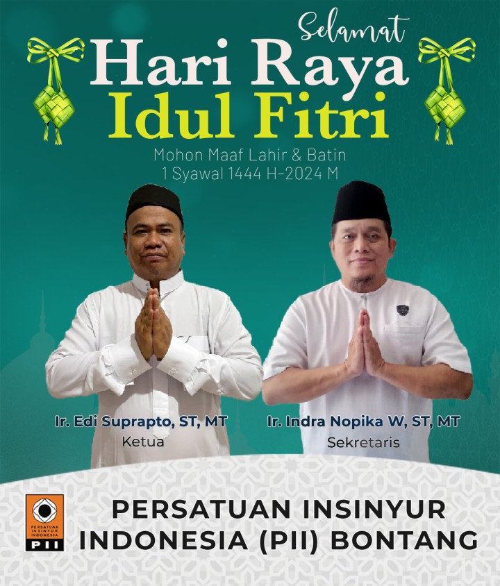 Persatuan Insinyur Indonesia Kota Bontang Mengucapkan Selamat Hari Raya Idul Fitri  1445 H/2024