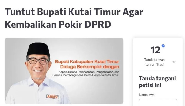 Muncul Petisi Tuntut Bupati Kutim Kembalikan Pokir DPRD