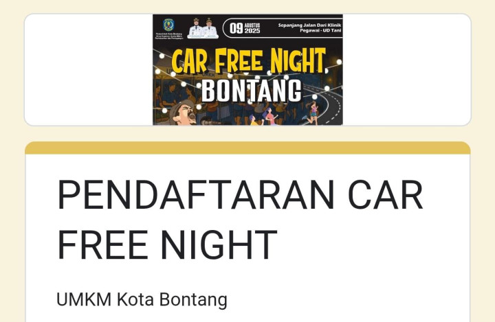 Link Pendaftaran Stand UMKM di Car Free Night Bontang, Berjalan Bulan Ini  
