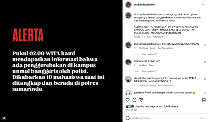 Jelang Aksi di DPRD Kaltim, 22 Mahasiswa Unmul Ditangkap Polisi
