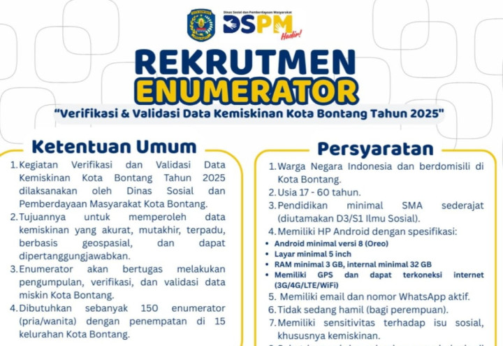 Pemkot Bontang Buka Loker 150 Orang untuk Survei Warga Miskin