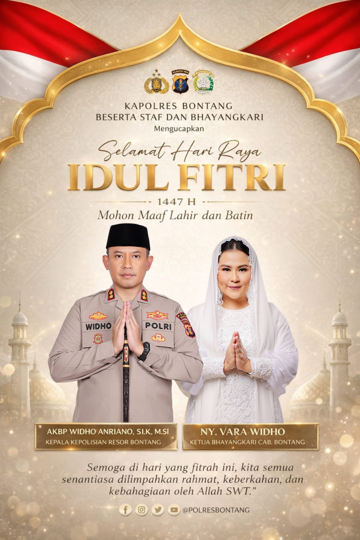 Kapolres Bontang AKBP Widho Anriano Mengucapkan Selamat Idul Fitri 1447 H/2026