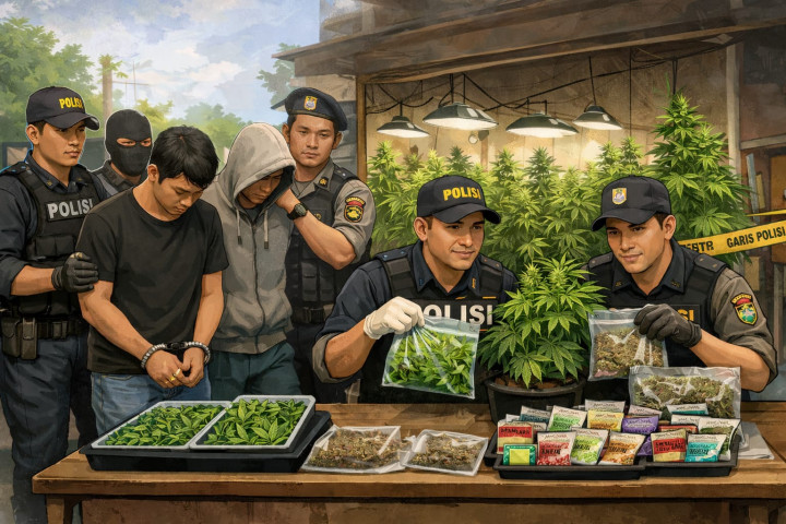 Warga Belimbing Bontang Barat Inisial MF Tanam Ganja dan Jual Tembakau Sintetis