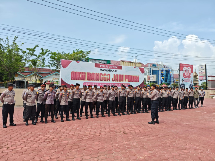 Polres Bontang Kirim 61 Personil Amankan Demonstrasi 214 di Kantor Gubernur Kaltim