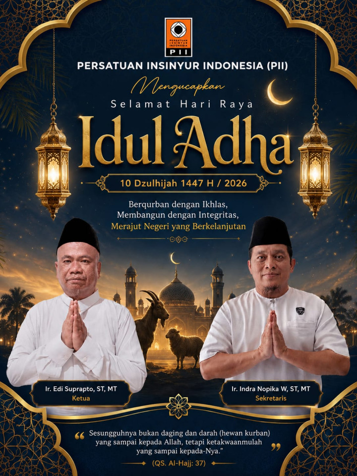 Persatuan Insinyur Indonesia Kota Bontang Mengucapkan Selamat Hari Raya Idul Adha 1447 H/2026